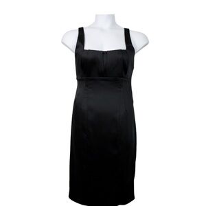 Calvin Klein Sleeveless Black Satin Sheath Midi Dress Size 10 NWT
